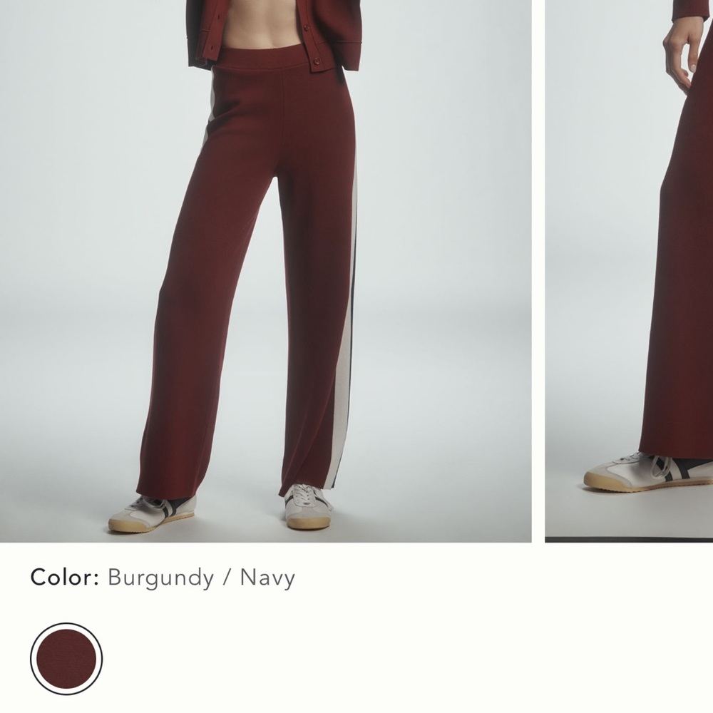 Maeve Burgundy and Navy Track Pants